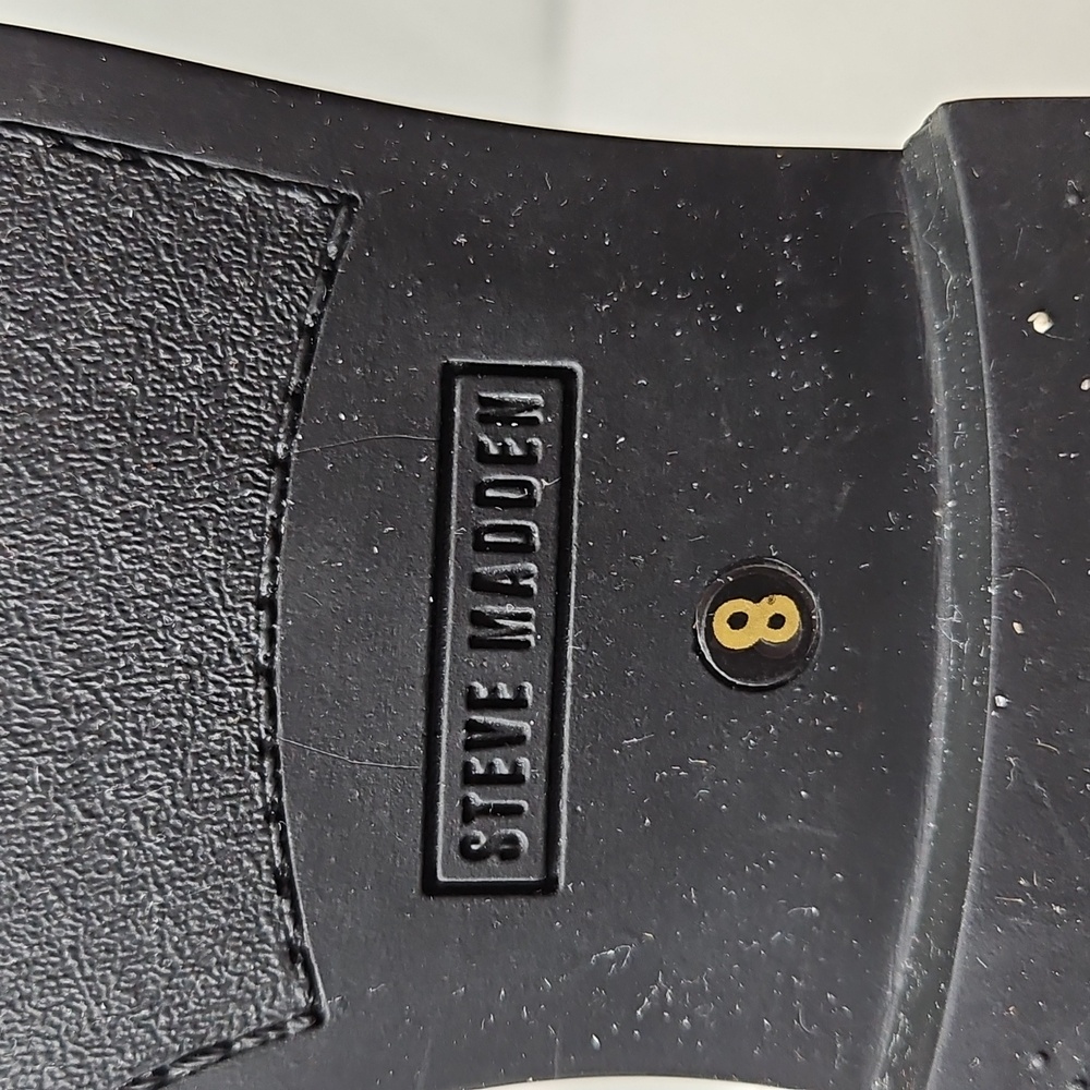 Steve Madden Gaige-Wide Calf Black Leather Riding Boots Size 8 - Picture 3 of 10